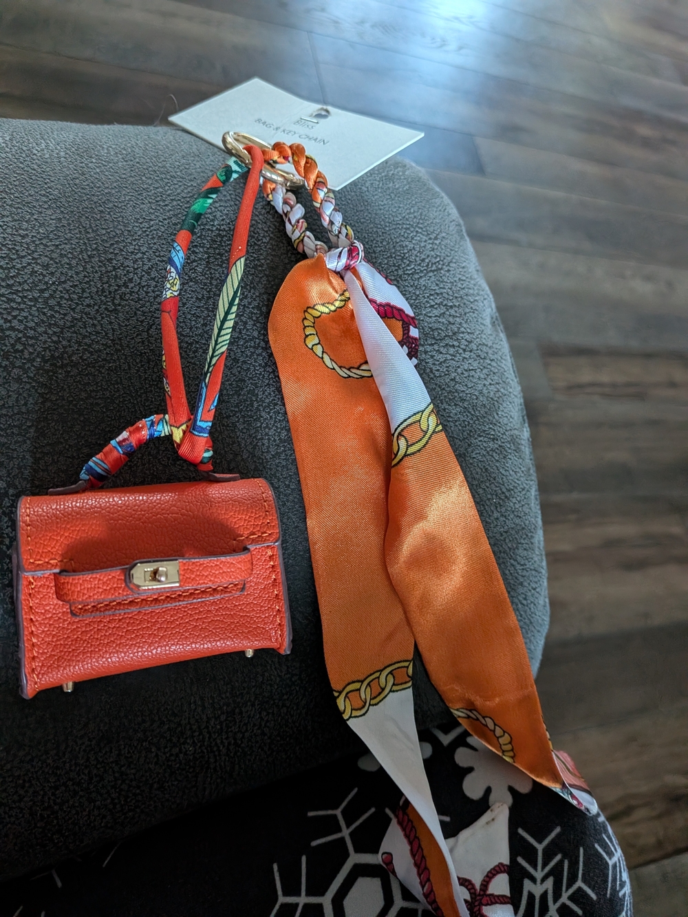 Bag Scarf And Mini Kisslock Orange Bah Charm